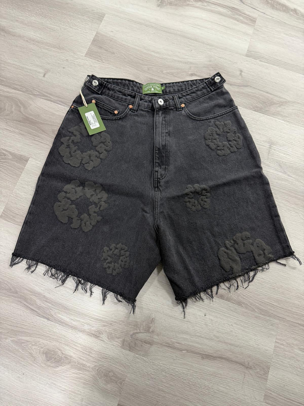 Black Wreath Denim Shorts