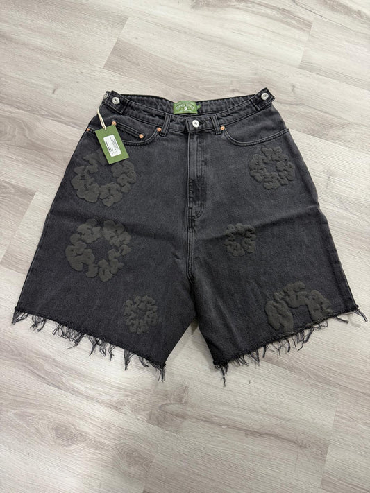 Black Wreath Denim Shorts